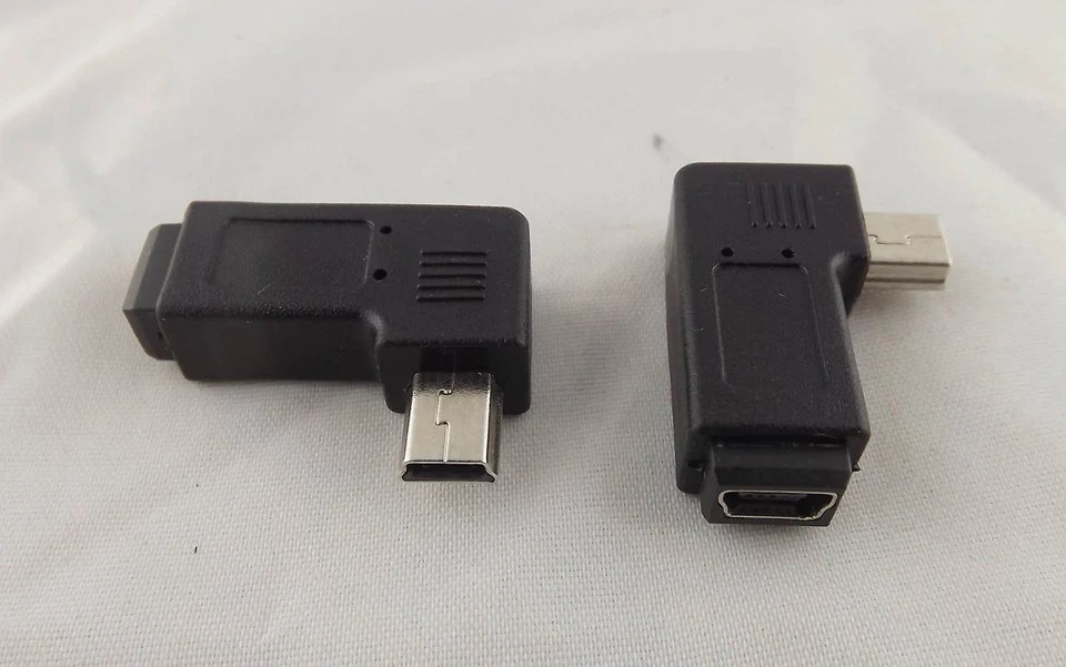 10pcs USB 2.0 Mini 5 Pin Male To Mini 5 Pin Female Left Angle Adapter Connector - Image 2 of 4