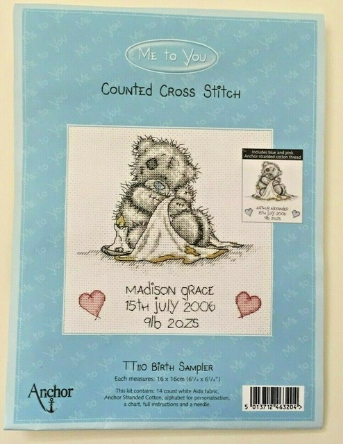 tatty teddy birth sampler cross stitch