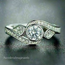 14K White Gold Over 1.77CT Round Cut Lab-Created Diamond Engagement Wedding Ring