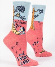 BlueQ 'I Heard You and I Don't Care' Women's Crew Socks - Size 5-10 - NEW!
