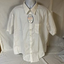 Vtg 80's Manhattan Big Mens Shirt White Short Sleeve Size 19 USA Union Made NWT
