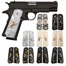 1911 Grips Full Size,Bonded Ivory,White Pearl,Black Pearl,Silver/Gold Horse Colt