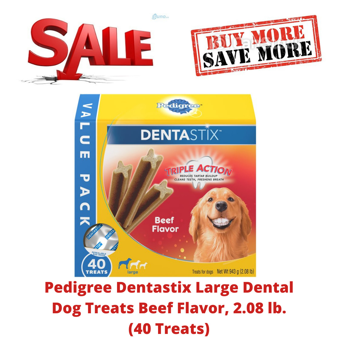 Pedigree Dentastix Large Dental Dog Treats Beef Flavor, 2.08 lb. (40 Treats)