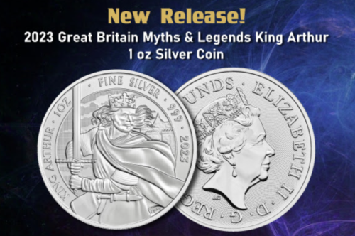 2023 MYTHS & LEGENDS Legend of King Arthur 1 oz .999 FINE Silver Coin - IN STOCK - Afbeelding 1 van 3