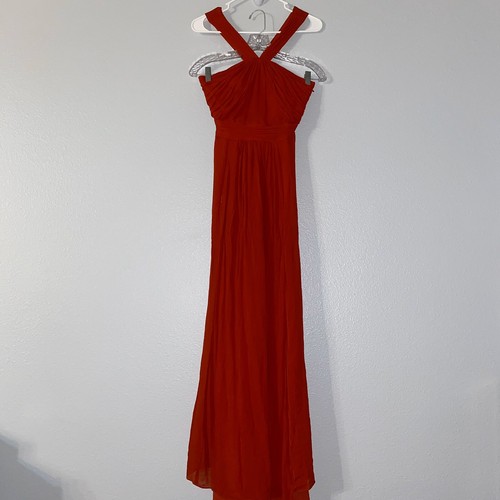 Bebe Dark Red Silk Slit Dress Gown Women's 2