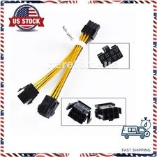 Dual 6 Pin Female To Single 8 Pin Male PCIe Graphics Power Cable 20cm US Ship