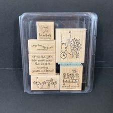 Stampin Up Love Ya Bunches 6pc Wood Stamp Set-2005-NEW Floral Birds