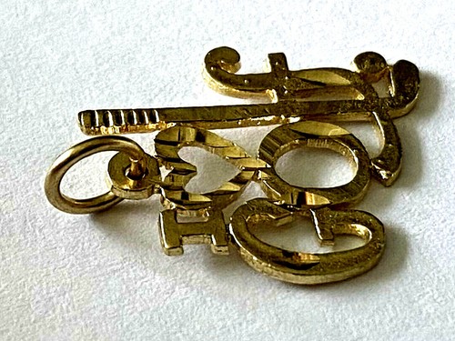 14K Solid Yellow Gold I Love Golf Ladies Pendant Lovely Diamond Cut Charm - Picture 6 of 12
