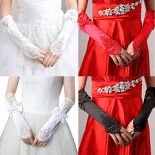 Flower Bridal Gloves Satin Lace Wedding Party Bowknot Costume Dress Gloves Gift