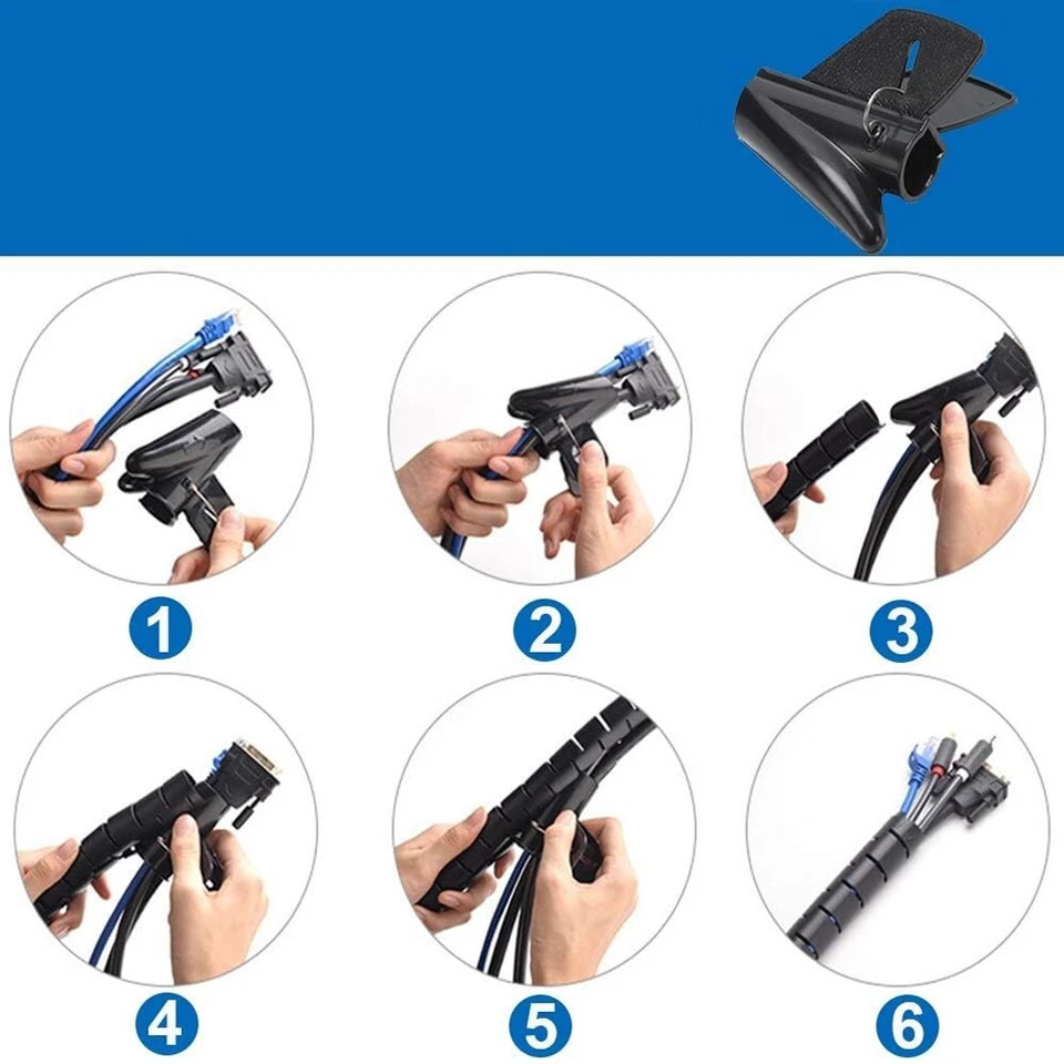 Manguito de cable organizador tubo en espiral funda de gestión de cables para el hogar Foto 3 de 4