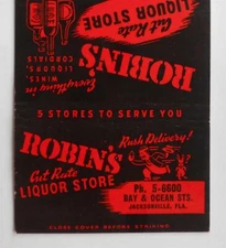 1930s Robin's Cut Rate Liquor Store Bay & Ocean Sts. Rabbit Jacksonville FL MB