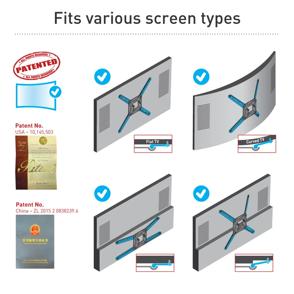 Suporte de parede Barkan 13-90 polegadas braço duplo movimento TV, suporta 132 lb, guerra vitalícia - Imagem 3 de 4