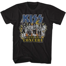 Kiss Live In Concert Flames Men's T Shirt Metal Music Band Merch