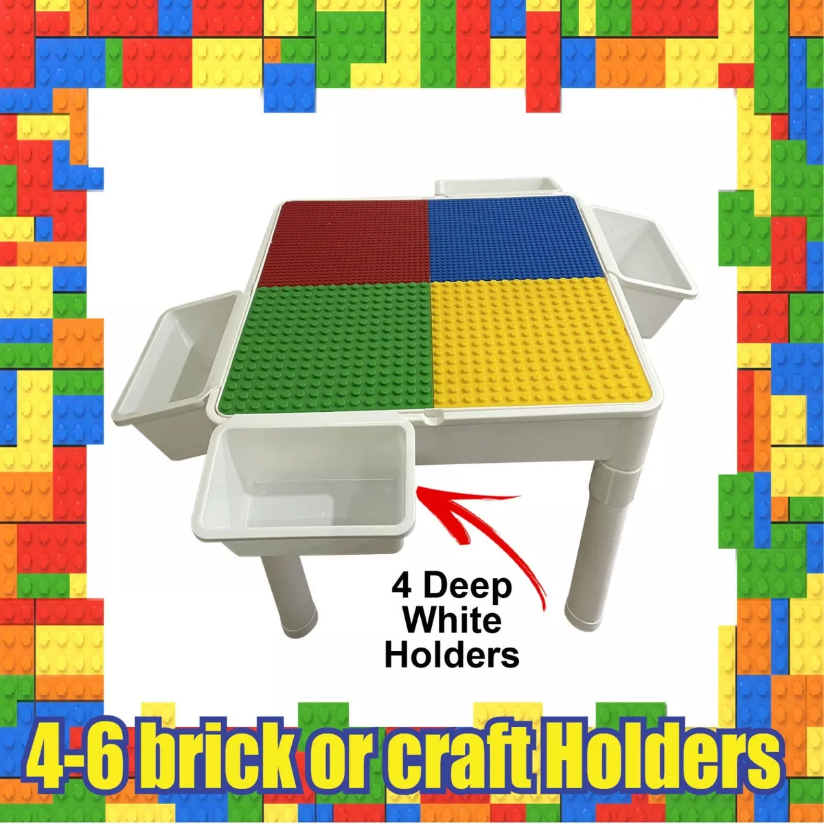 Lego Table Kids 4 in 1 Play & Build Table Set 2 x Chairs Included