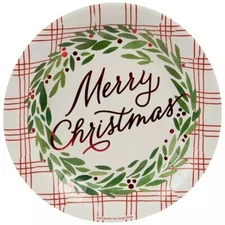 Lot of 5 Design Studio Merry Christmas 10 in Wreath Paper Plates 20 Ct total 100