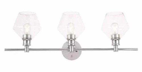 Living District Gene 3-Light Metal Wall Sconce in Chrome and Clear Glass - Picture 8 of 9