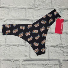 NWT Commando Black Thong Rainbow YAS Lettering size M/L