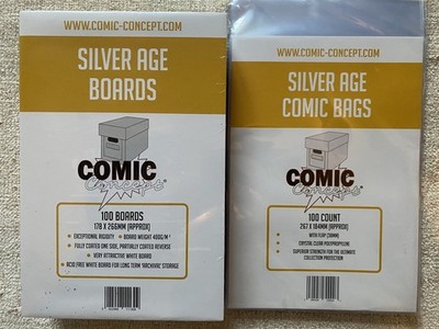 100 SILVER AGE Comic Bags and Boards 184 x 267 mm Crystal Clear