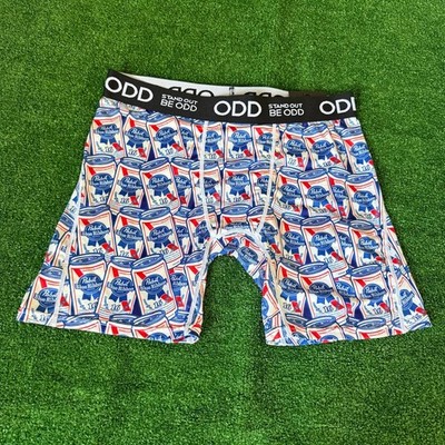 Odd Sox Pabst Blue Ribbon Novelty Microfiber Boxer Briefs Men's Size L NWT