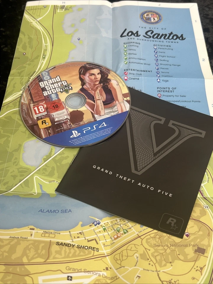 Grand Theft Auto V - Sony PlayStation 4, 2014 Game Disc Case Manual Map, photo 4 of 4