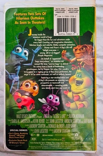 VTG WALT DISNEY-PIXAR VHS TAPE 1998 A BUGS LIFE LIMITED EDITION FLIK COVER + BNS - Image 2 of 4