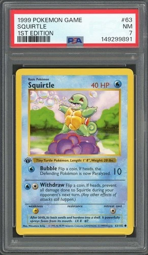 PSA 7 Squirtle (1st Ed.) Base Set 63/102 Pokemon Card B10