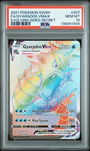 Gyarados VMAX PSA 10 English Pokemon Card 207 Evolving Skies 2021 Rainbow