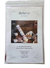 Believe In A Cure Hardanger Embroidery Needleroll Kit Breast Cancer Awareness