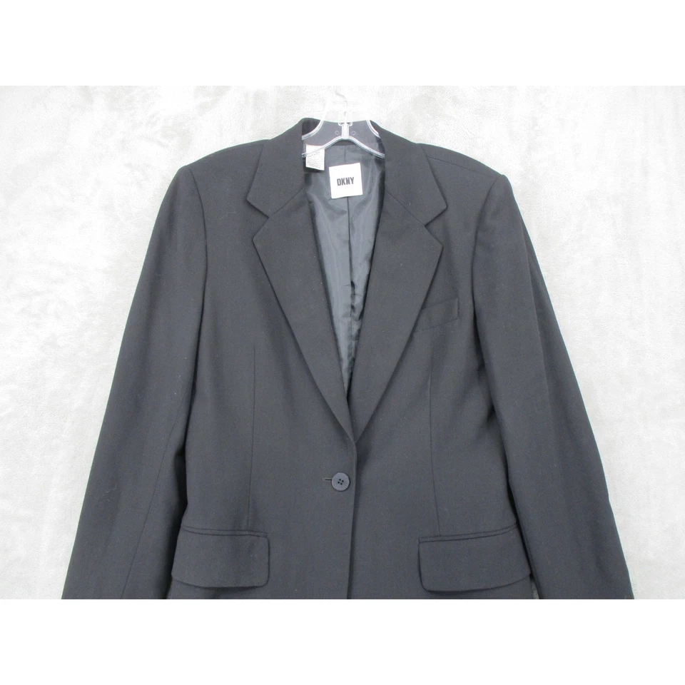 Blazer DKNY Vintage Mujer 8 Lana Chaqueta Oficina Ligero Oficina Corporativo Foto 3 de 4