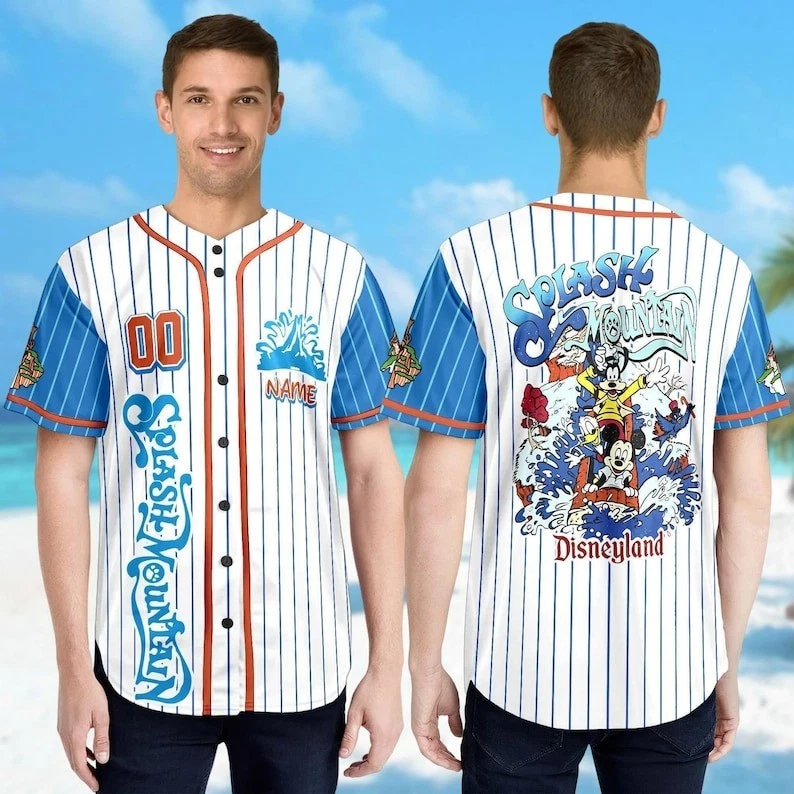 Custom Splash Mountain Baseball Jersey, Mickey Mouse and Friends Jersey Team