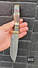 Damascus Hunting Knife Custom HandMade Hand Forged Damascus Steel Blade-Bowie