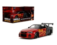 Jada 1:24 Nissan Skyline GT-R R34 Godzilla Grey/Red 35133 Hollywood Rides Model