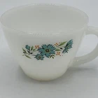 Vintage Fire King Milk Glass Coffee Tea Cup ~ Bonnie Blue Flower Carnation