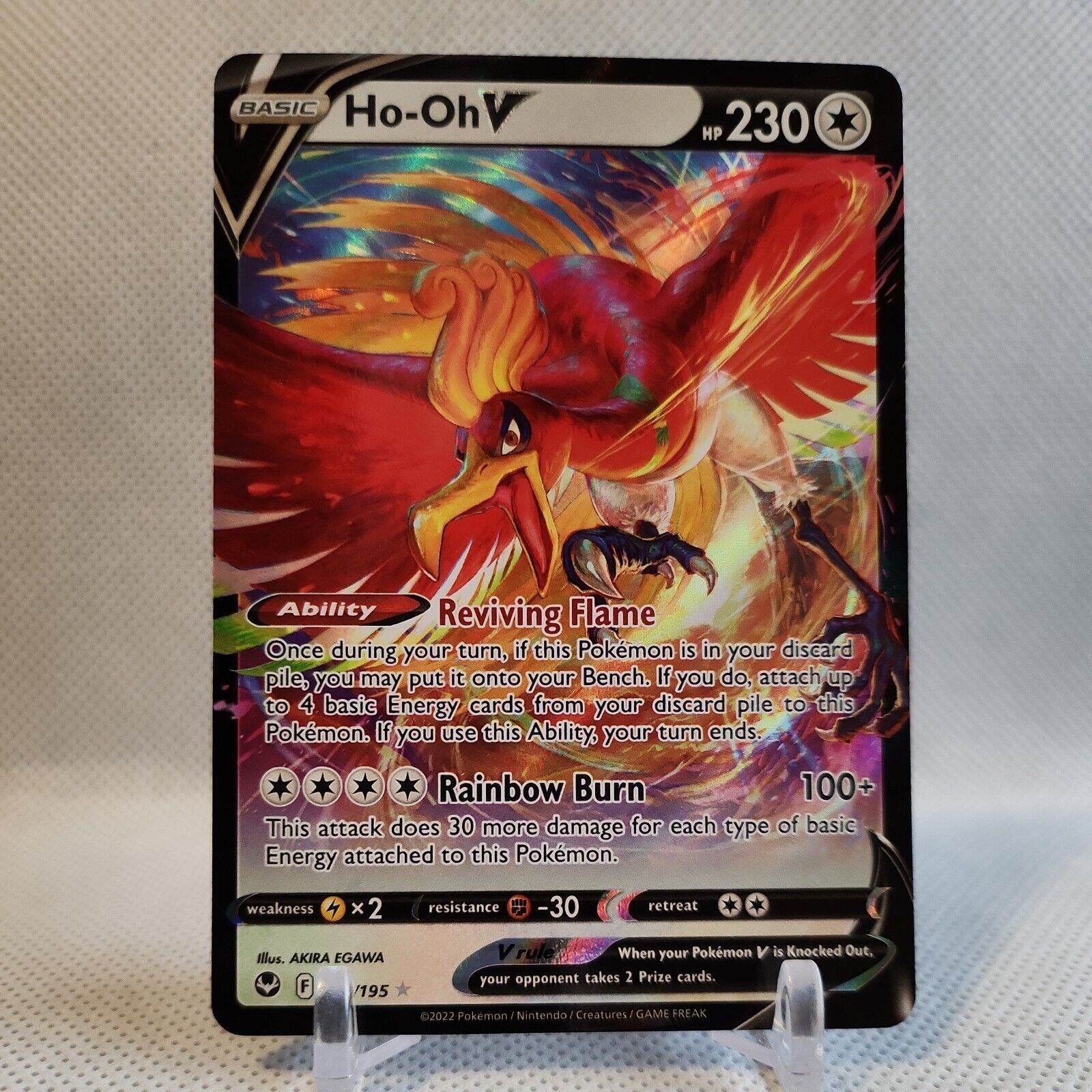 Ho-Oh V 140/195 HP230 Holo Rare Pokemon Card TCG - Silver Tempest Set