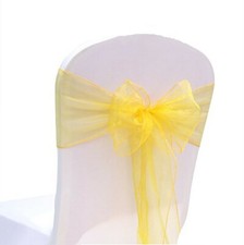 yellow organza chair sashes chair ties bows ribbons wedding anniversary decor