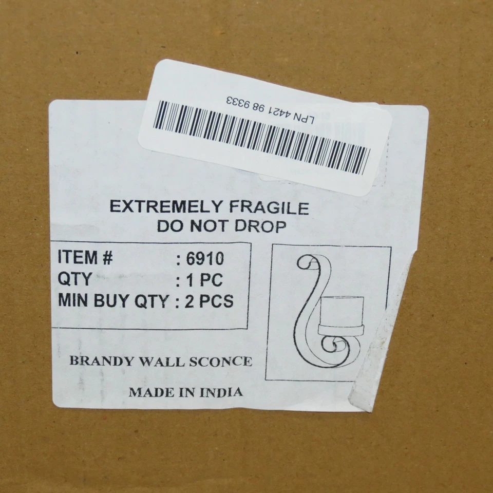 IMAX 6910 Brandy Wall Sconce w/ brown tortoise shell hurricane - Image 3 of 3