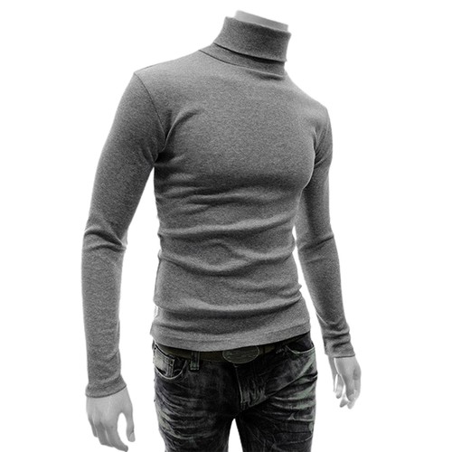 Men Plain Winter Warm Po-lo Roll Turtle Neck Knitted Sweater Pullover Jumper Top - Picture 11 of 12