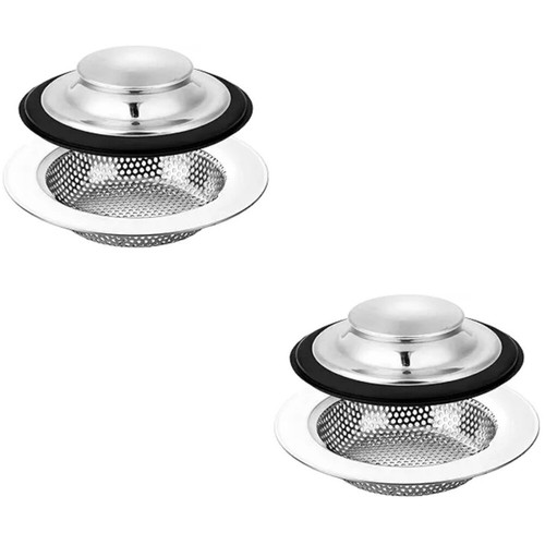2 Sets Anticlogging Sink Drain Strainer Stainless Steel Sink Filter
