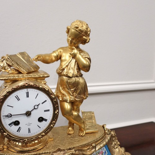 Antique Mantel Clock French Bronze Gilt Louis XVI Style by Japy Freres Restored - Picture 7 of 10