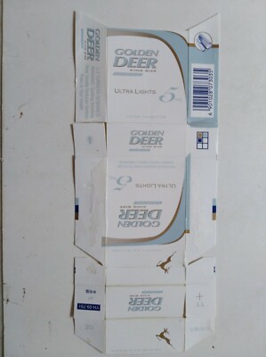 opened empty cigarette hard pack--84 mm-China USA-GOLDEN DEER