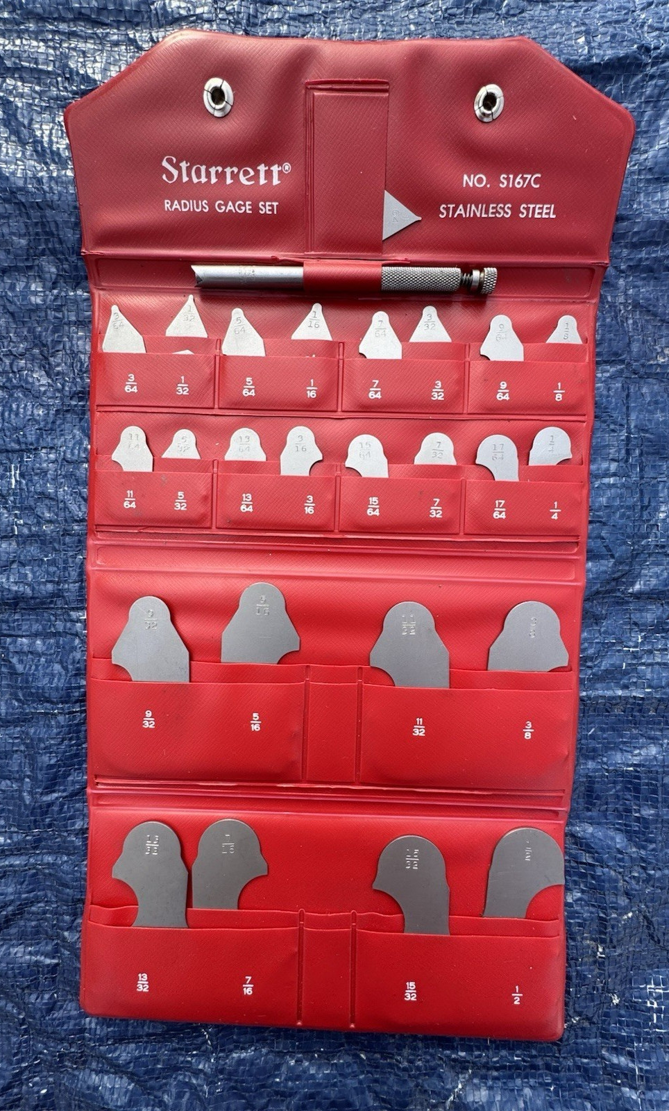  Starrett S167C Radius Gage Set Sizes 1/64" to 1/2" - Very Nice