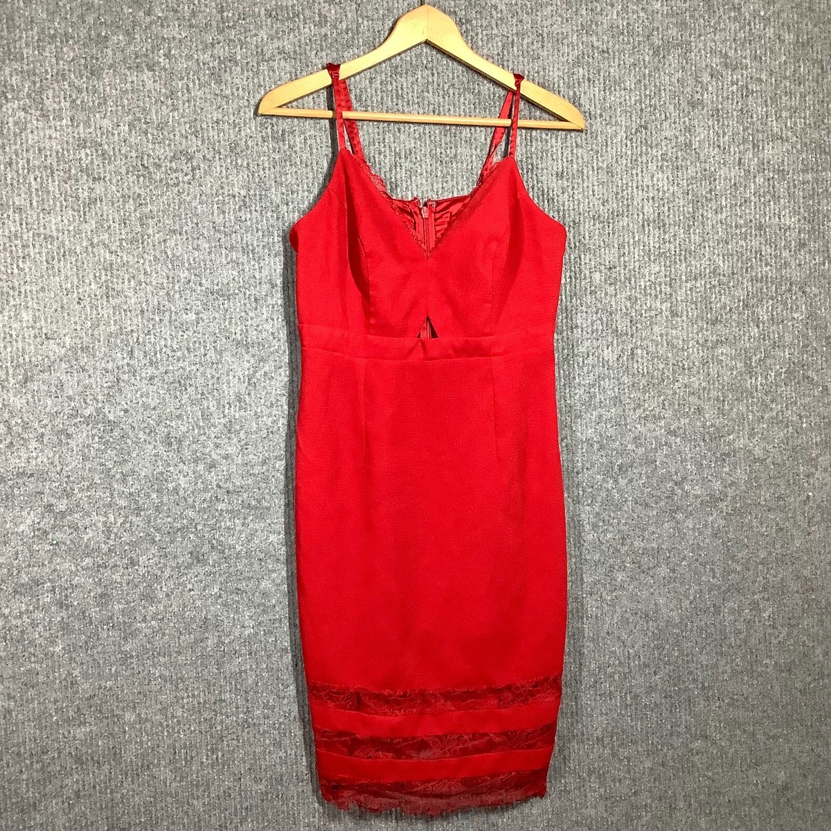 Lipsy Womens Red Evening Lace Strappy Dress Size S/M UK