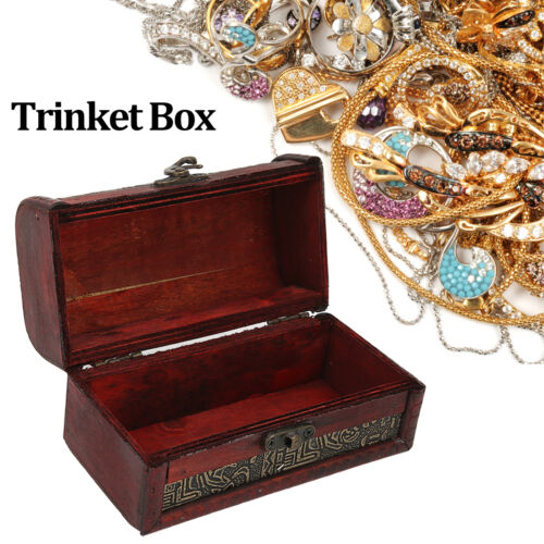 Vintage Wooden Storage Box Decorative Treasure Jewelry Chest Box Treasure Chest - Picture 1 of 13