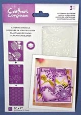 Crafters Companion Hydrangea Garden Layering Stencils New 3pc Set HTF