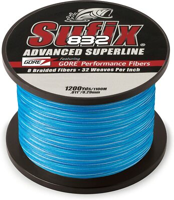 Sufix 832 Advanced Superline Braid 1200 Yds Fishing Line | Blue | Pick Class