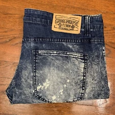 Grindhouse Denim Jeans 40x32* Mens Distressed Patchwork Regular Fit Straight Leg