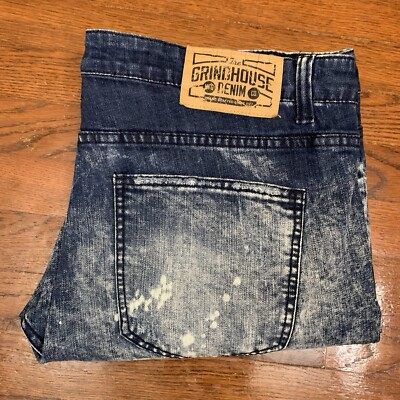 Grindhouse Denim Jeans 40x32* Mens Distressed Patchwork Regular Fit Straight Leg