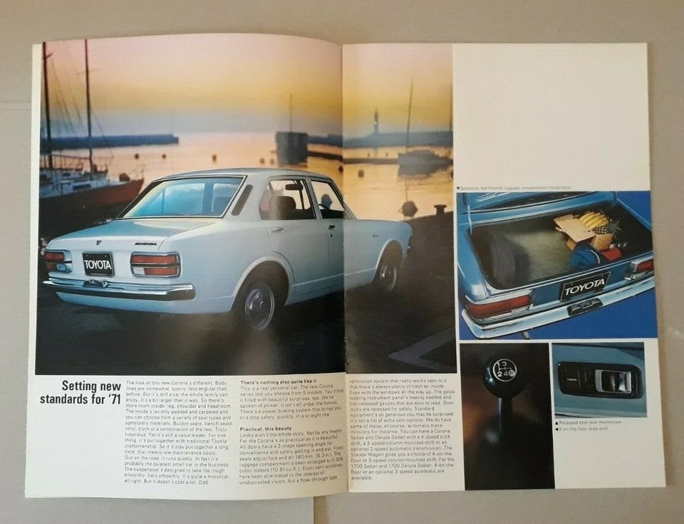 Toyota Corona Brochure 1971 -  1600/1700 Sedan  Deluxe Sedan  Station Wagon - Image 3 of 3