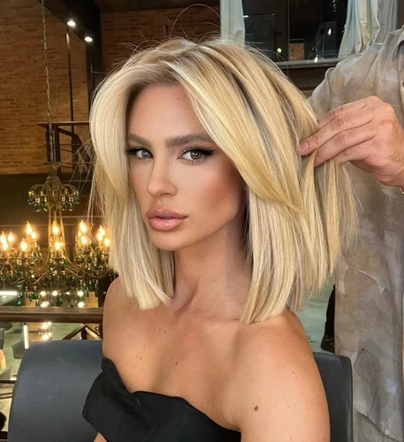 Short Ombre Honey Blonde Human Hair Wigs Bob Wigs Lace Front Wigs for Women - Picture 2 of 7