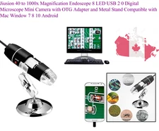 Jiusion 40 to 1000x Magnification Endoscope 8 LED USB 2 0 Digital Microscope